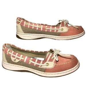 Sperry Top Sider Women's Boat Shoes Pink stripes‎ Size 7.5 M #9265760
